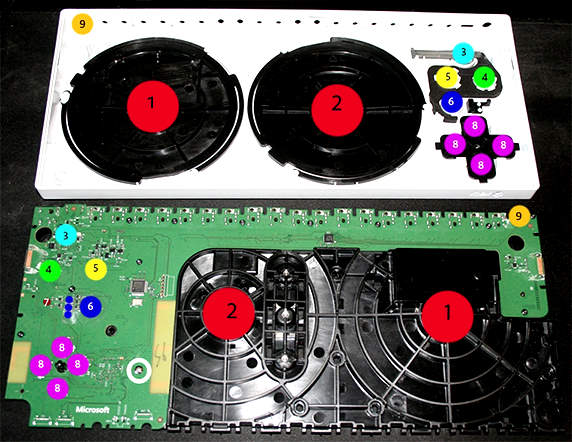 main board layout (with plate), and inner lid