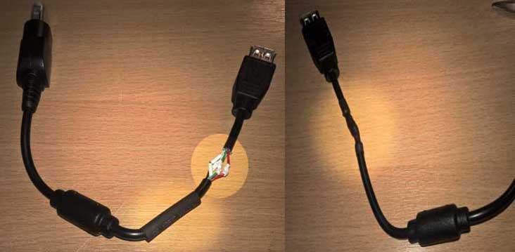 Female USB extension to male xbox connector